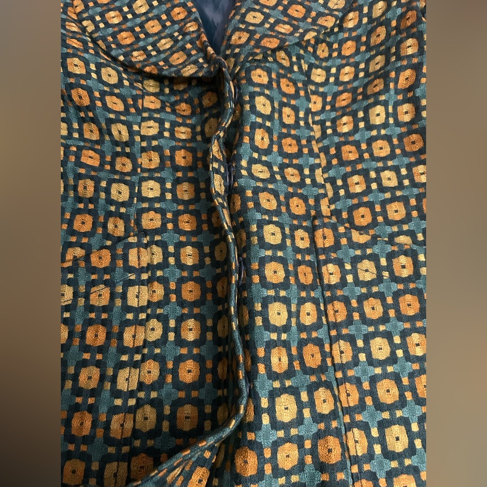 NWT Tulle Anthropologie Coat Dress in Geometric Green, Blue & Yellow Size XL - Picture 6 of 11